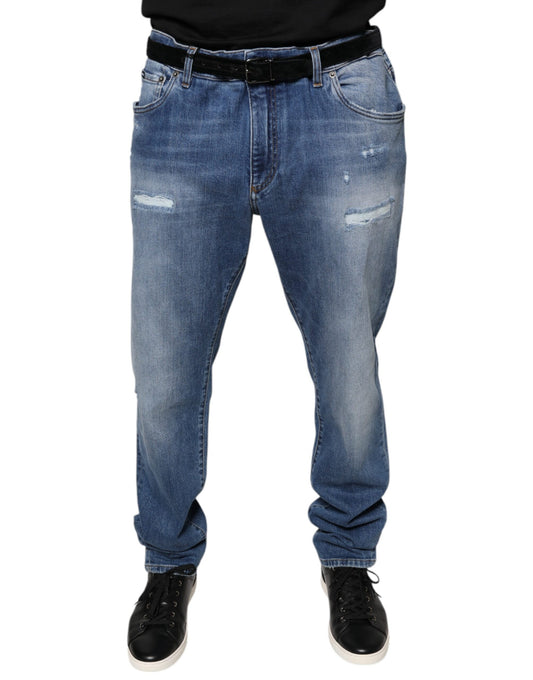 Dolce &amp; Gabbana Blue Washed Cotton Stretch Men Denim Jeans