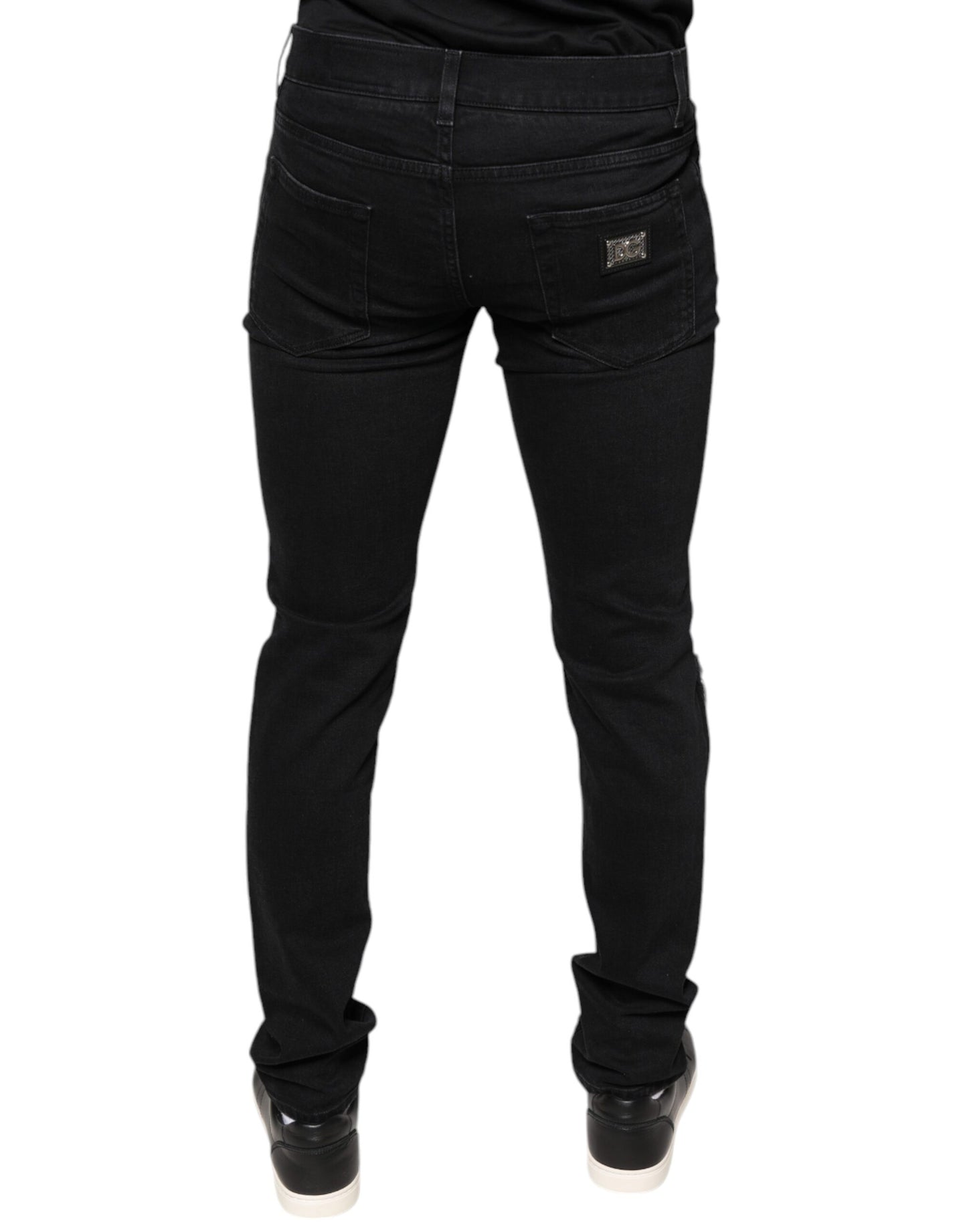 Dolce & Gabbana Schwarze zerfledderte Baumwoll-Skinny Denim-Jeans für Männer