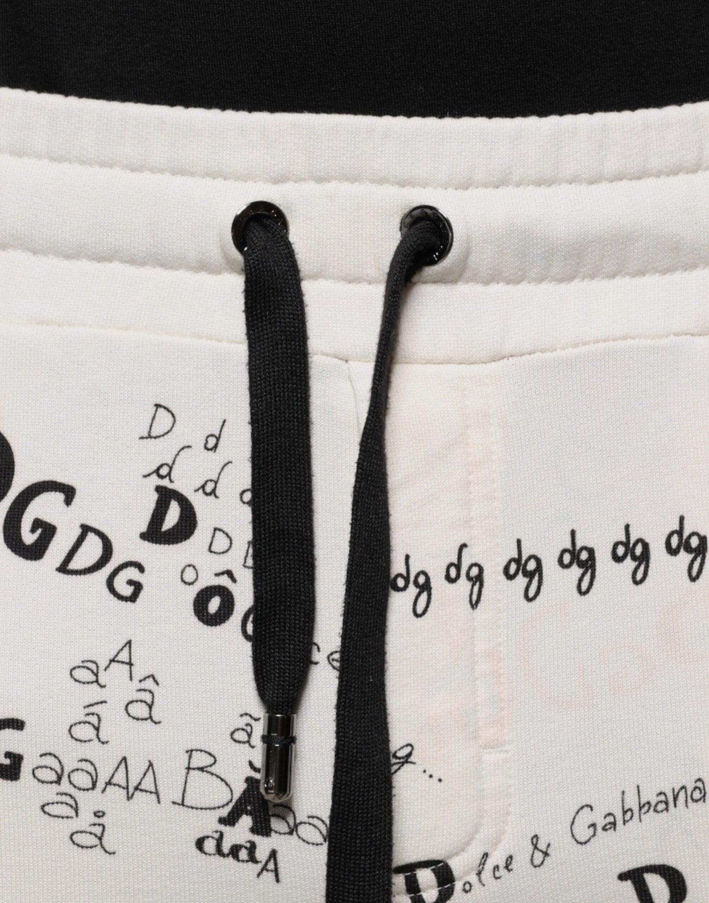 Dolce &amp; Gabbana White Printed Cotton Jogger Sweatpants Pants