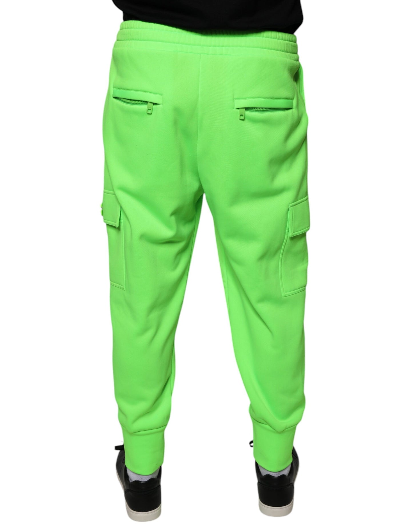 Dolce & Gabbana Neongrüne Polyester-Cargo-Jogger-Sweatpants-Hose