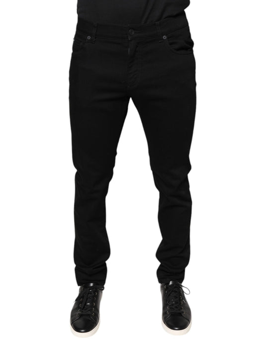 Dolce &amp; Gabbana Black Cotton Stretch Skinny Men Denim Farkut