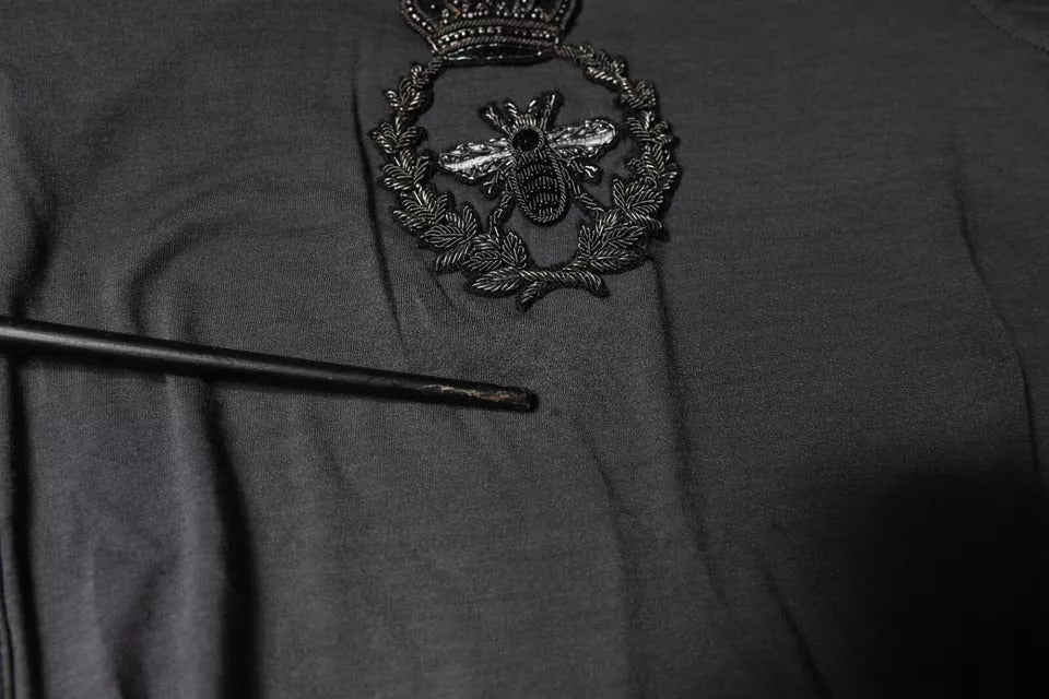 Dolce &amp; Gabbana Grey Crown Bee Embroidery -neulepusero