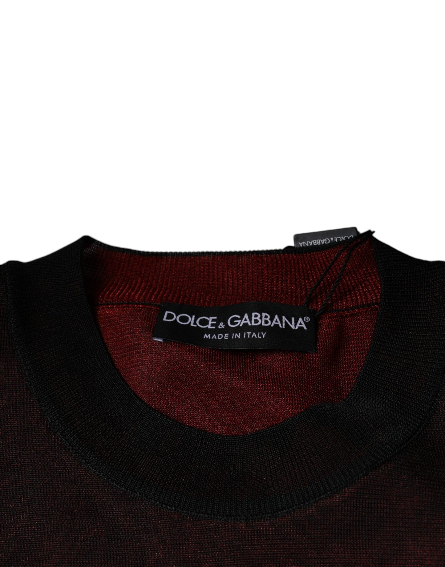 Dolce &amp; Gabbana Maroon Polyester Crew Neck -neulepusero