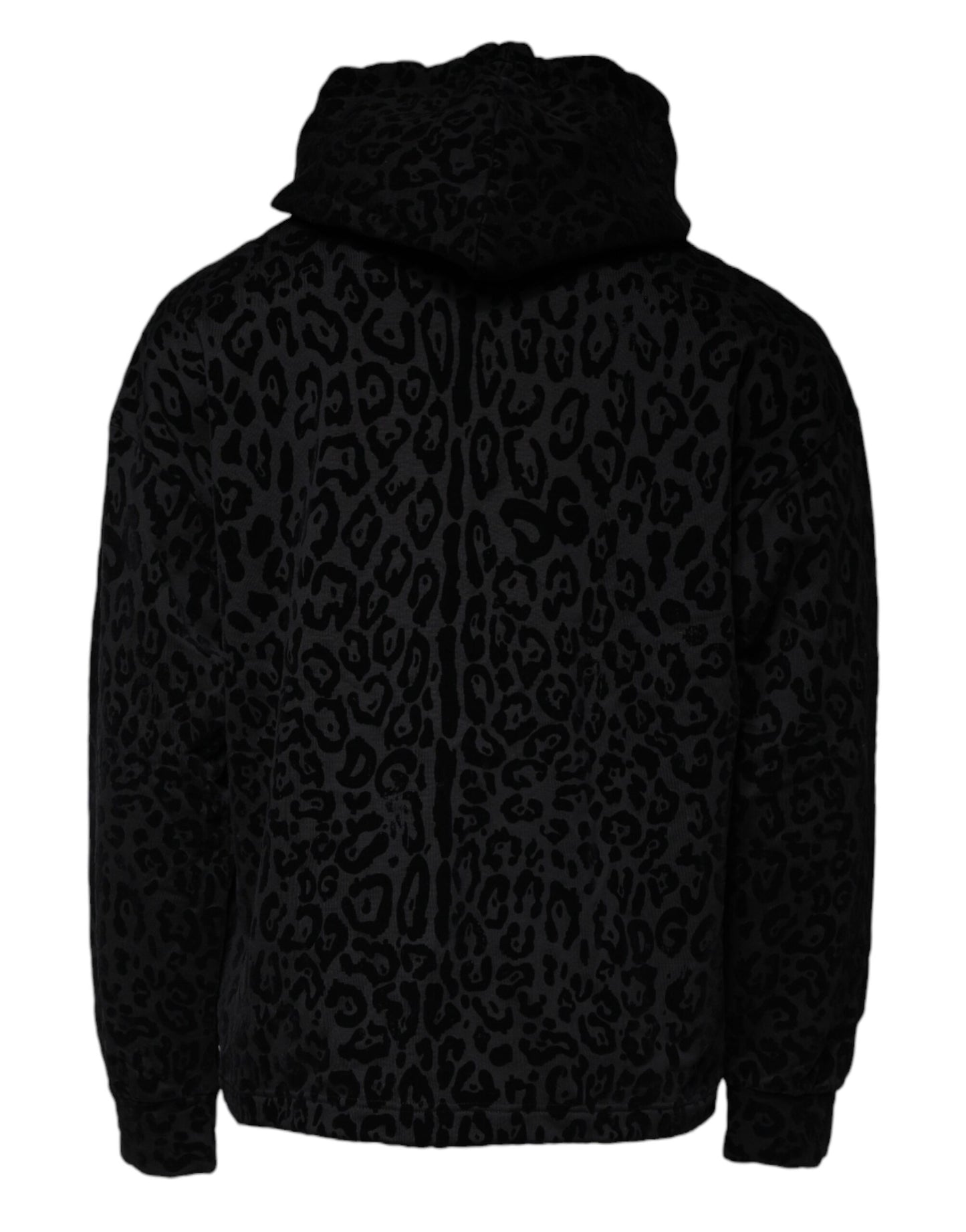 Dolce &amp; Gabbana Black Leopard Cotton Hooded Full Zip Sweater