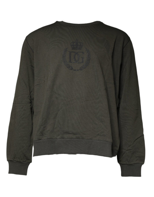 Dolce &amp; Gabbana Army Green Crown Cotton Sweatshirt Sweater