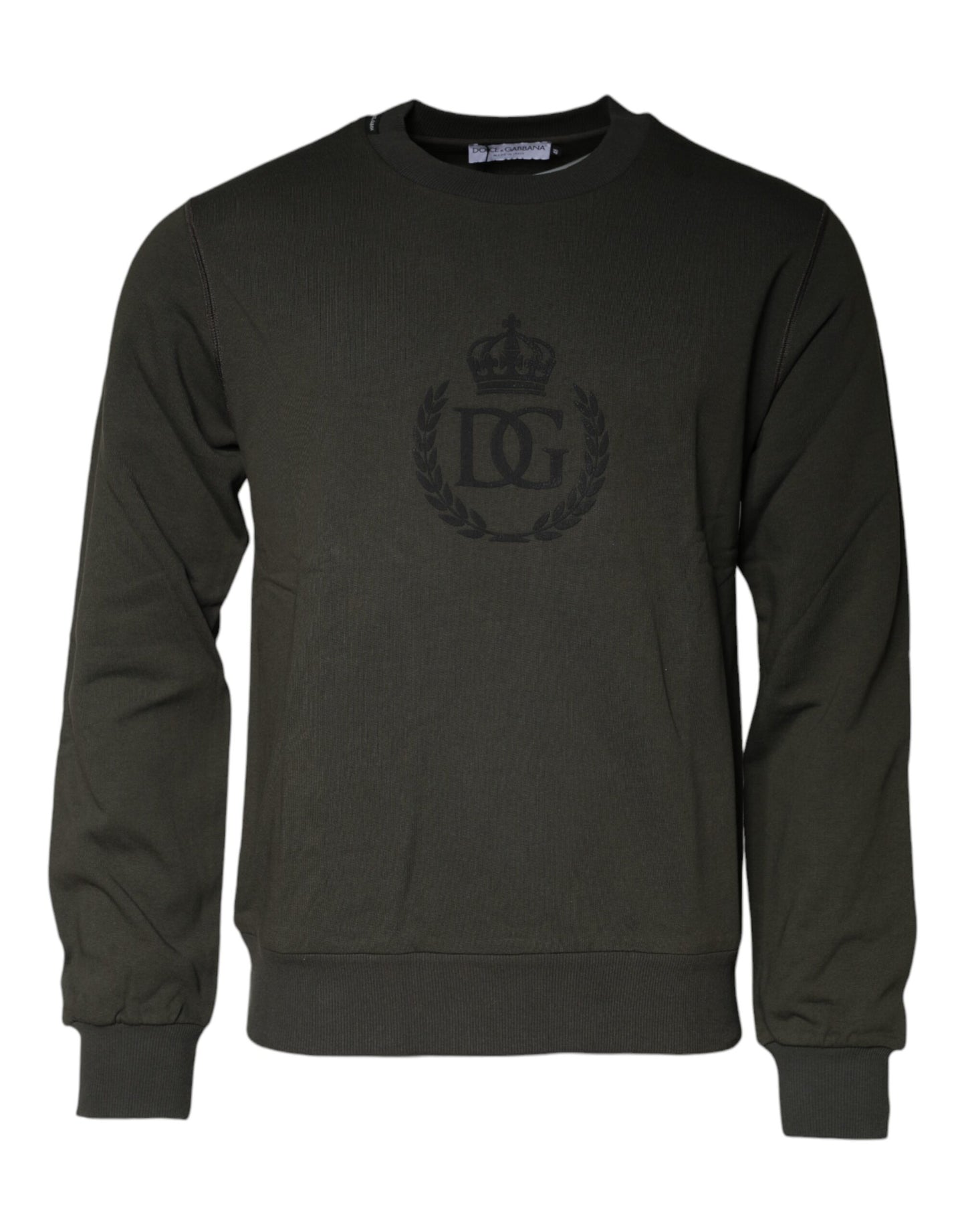 Dolce & Gabbana Army Green Crown Baumwoll-Sweatshirt Pullover