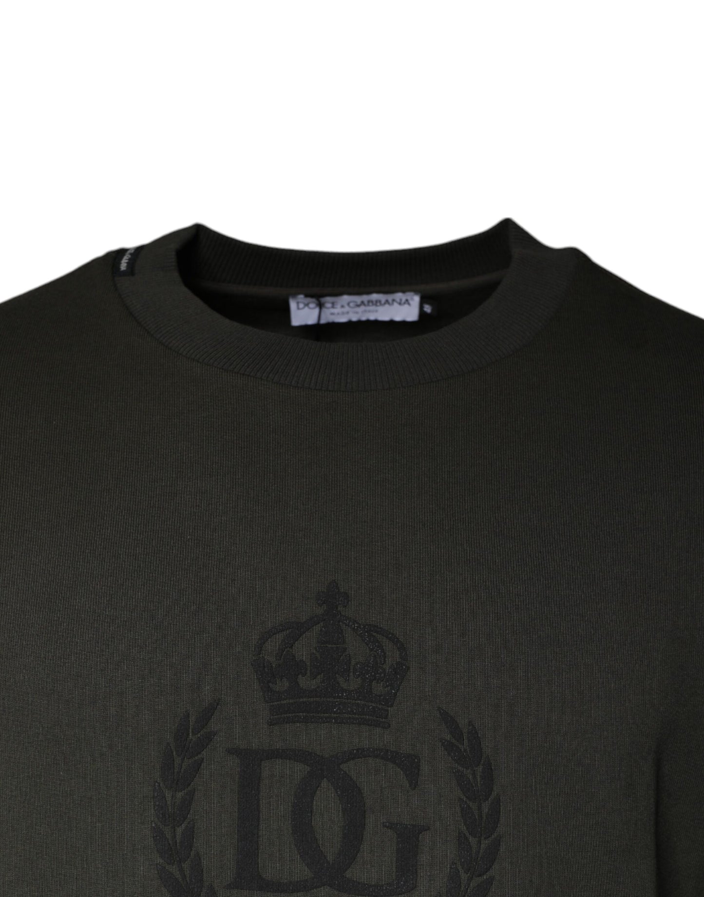 Dolce & Gabbana Army Green Crown Baumwoll-Sweatshirt Pullover