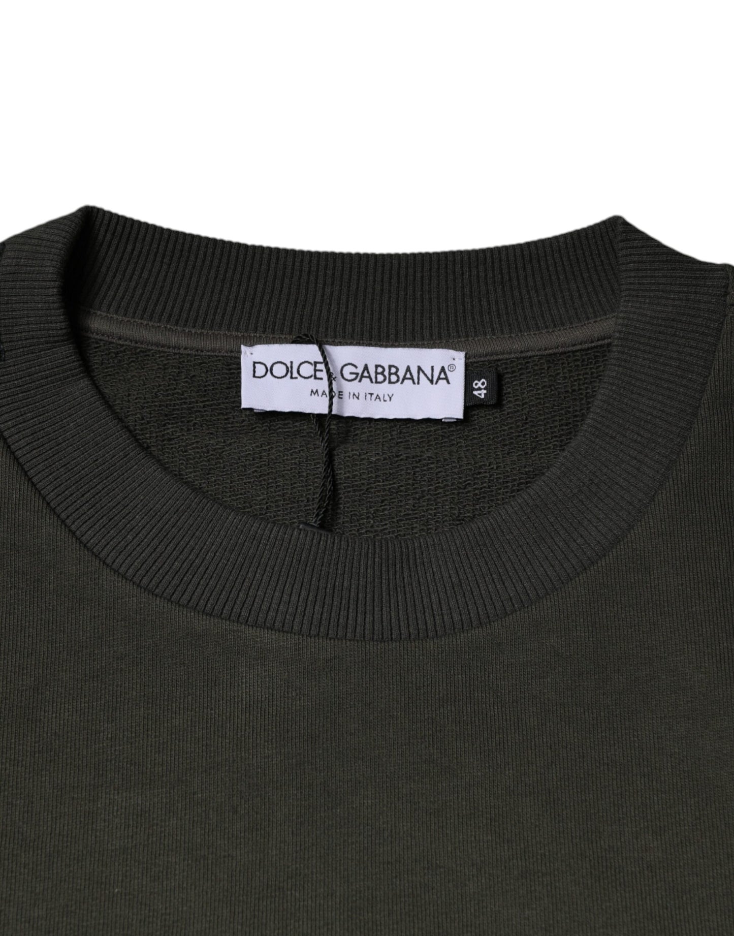 Dolce & Gabbana Army Green Crown Baumwoll-Sweatshirt Pullover