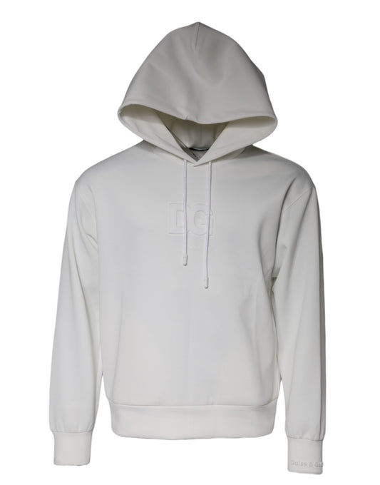 Dolce &amp; Gabbana White DG Logo Hooded Men Sweatshirt Sweater