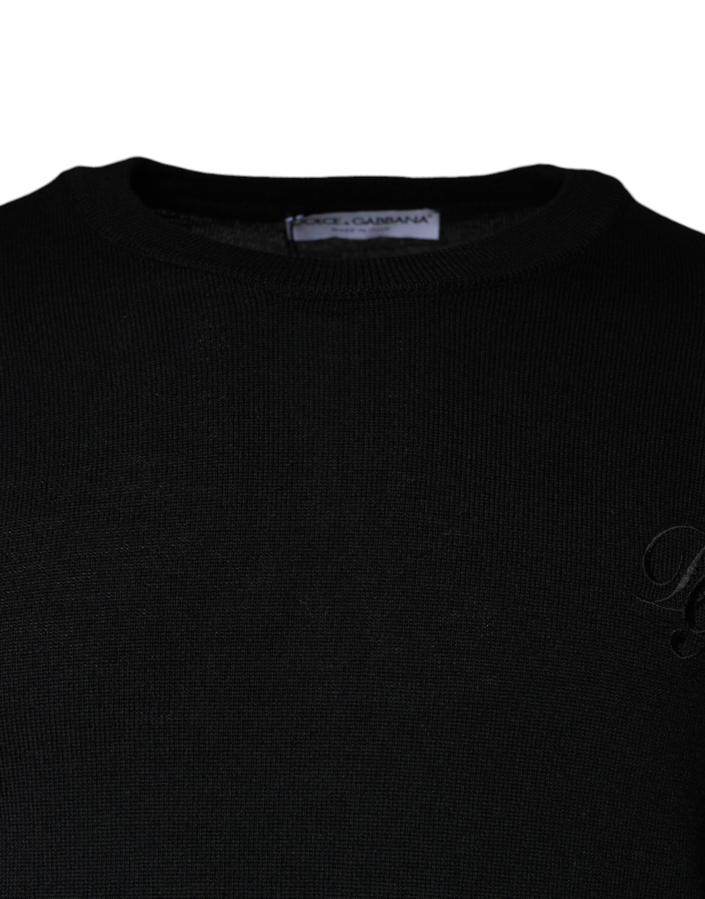 Dolce & Gabbana Schwarzer Pullover mit Rundhalsausschnitt aus Wollstrick