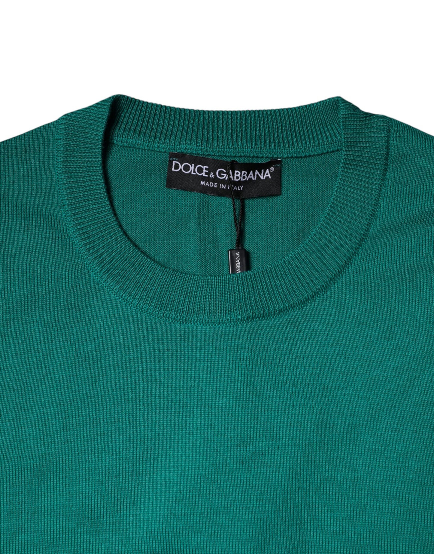 Dolce & Gabbana Grüner Pullover mit Rundhalsausschnitt aus Wolle