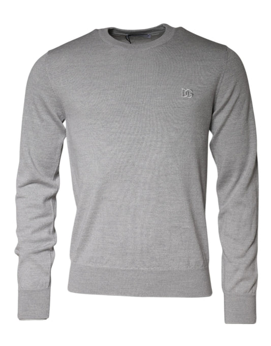 Dolce &amp; Gabbana vaaleanharmaa villapaita Crew Neck -neulepusero