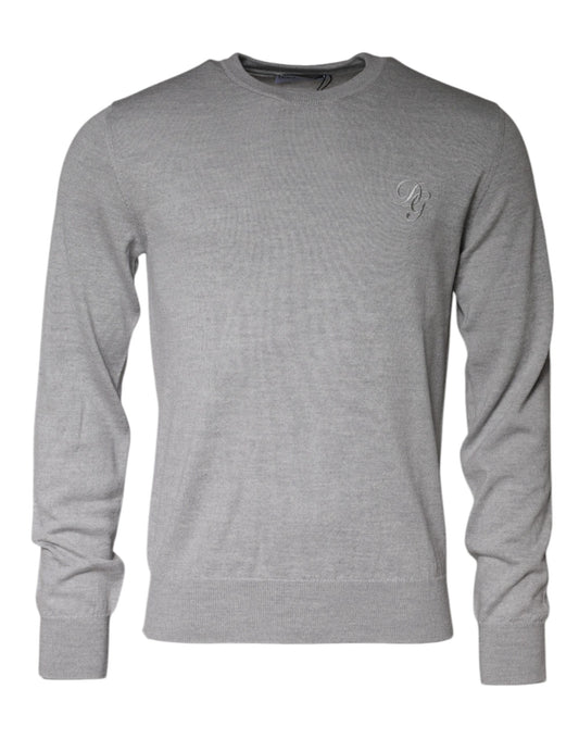 Dolce &amp; Gabbana vaaleanharmaa villapaita Crew Neck -neulepusero