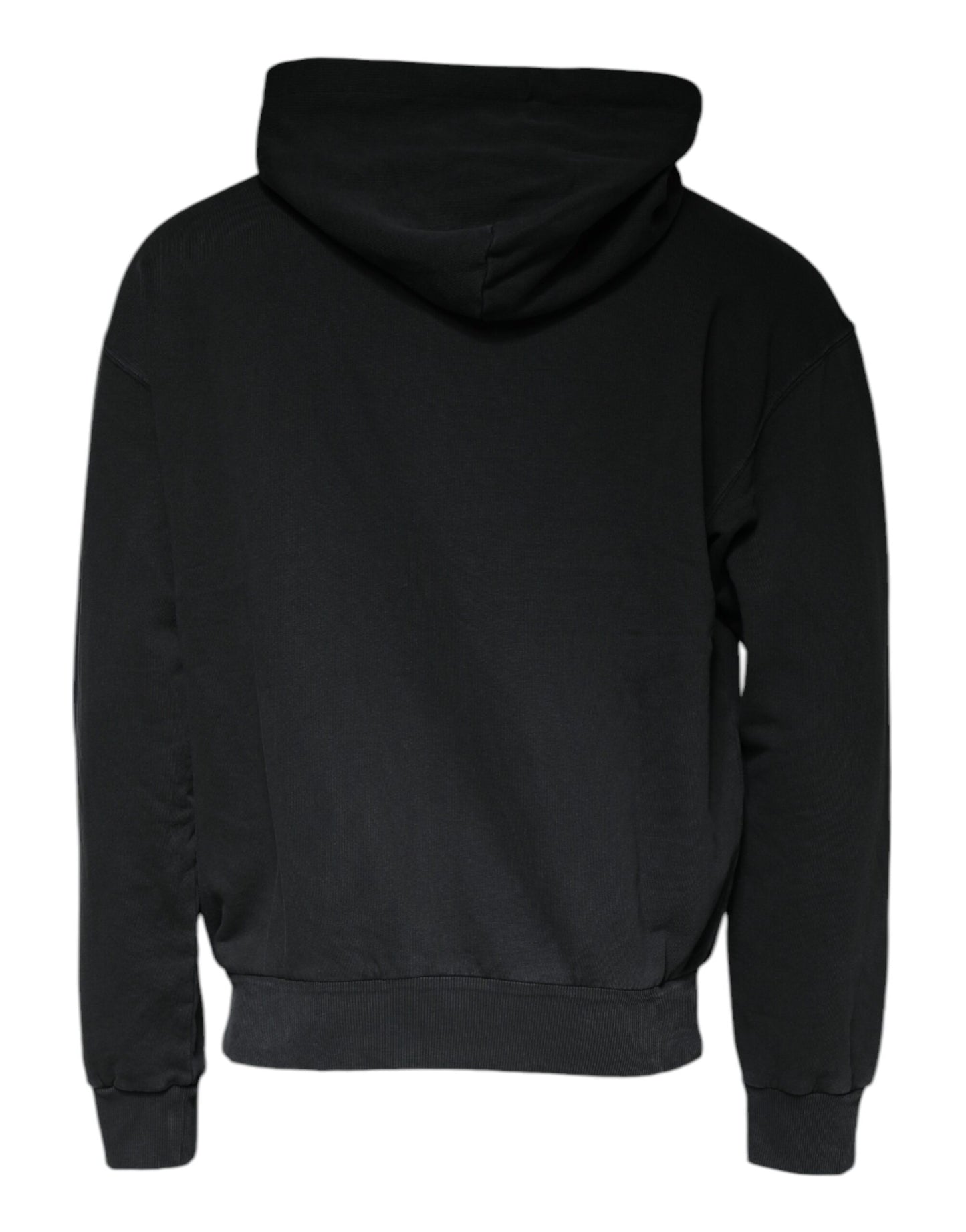 Dolce &amp; Gabbana Black Logo Plaque Hooded Full Zip Sweater