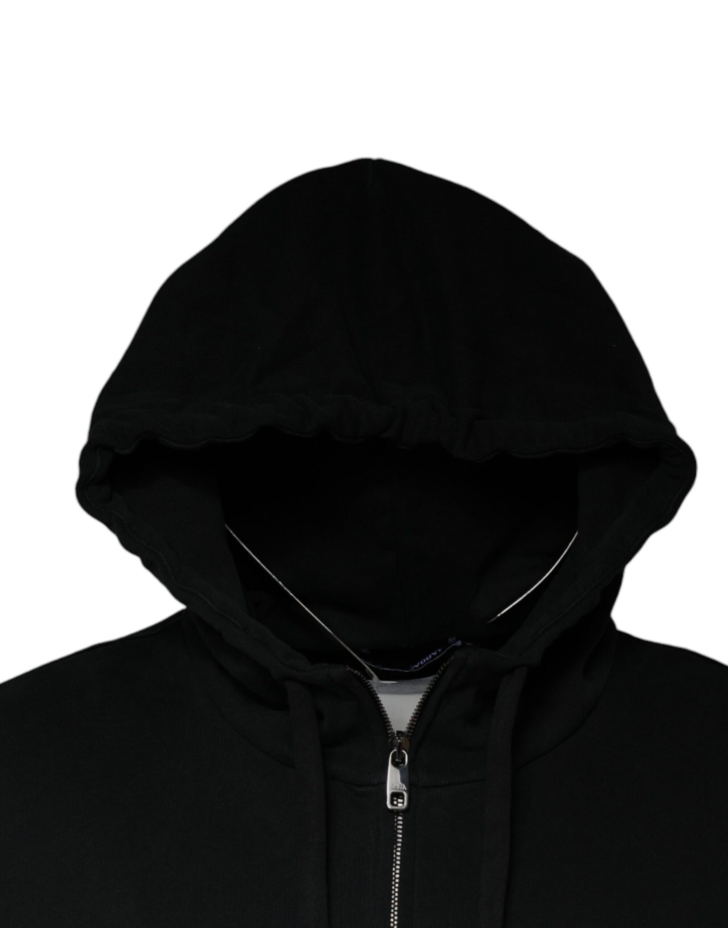 Dolce &amp; Gabbana Black Logo Plaque Hooded Full Zip Sweater