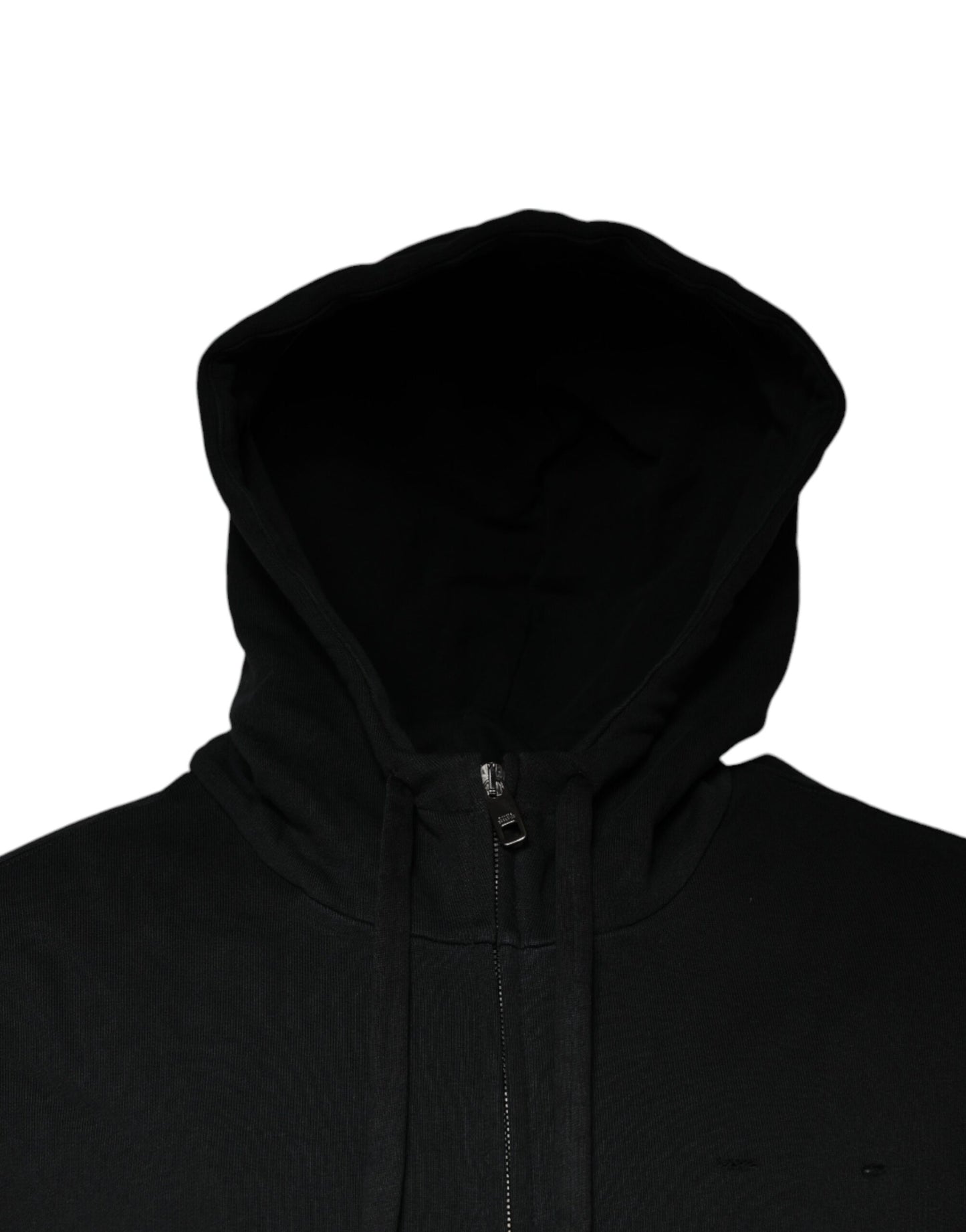 Dolce &amp; Gabbana Black Logo Plaque Hooded Full Zip Sweater