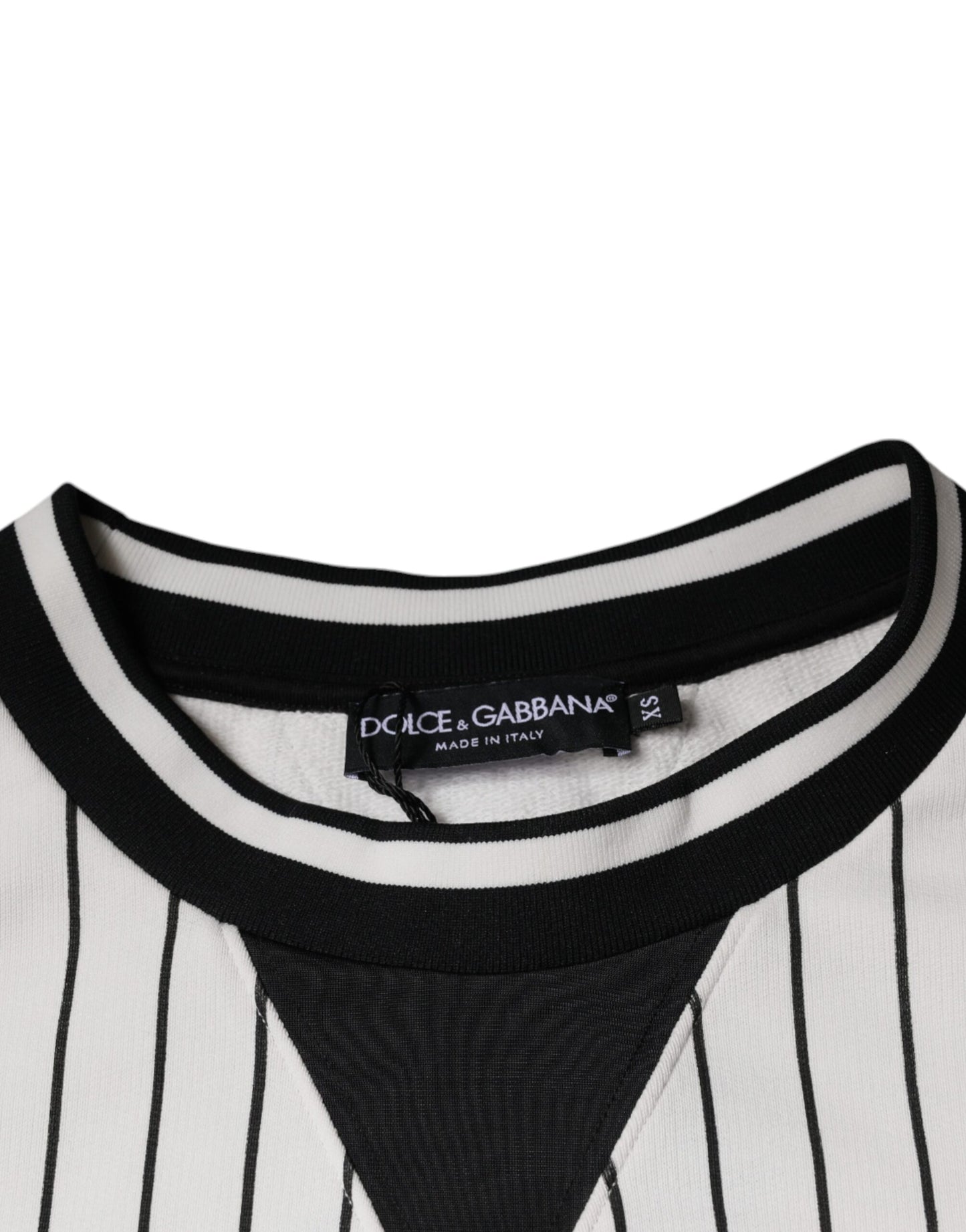 Dolce &amp; Gabbana Black White Stripes Logo Sweatshirt Sweater