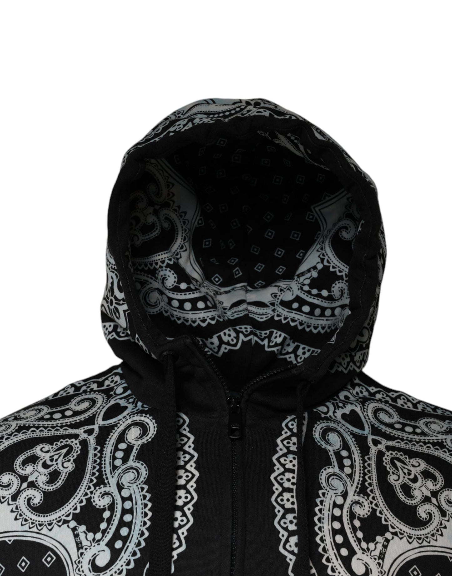 Dolce &amp; Gabbana Black White Bandana Hooded Sweatshirt Sweater