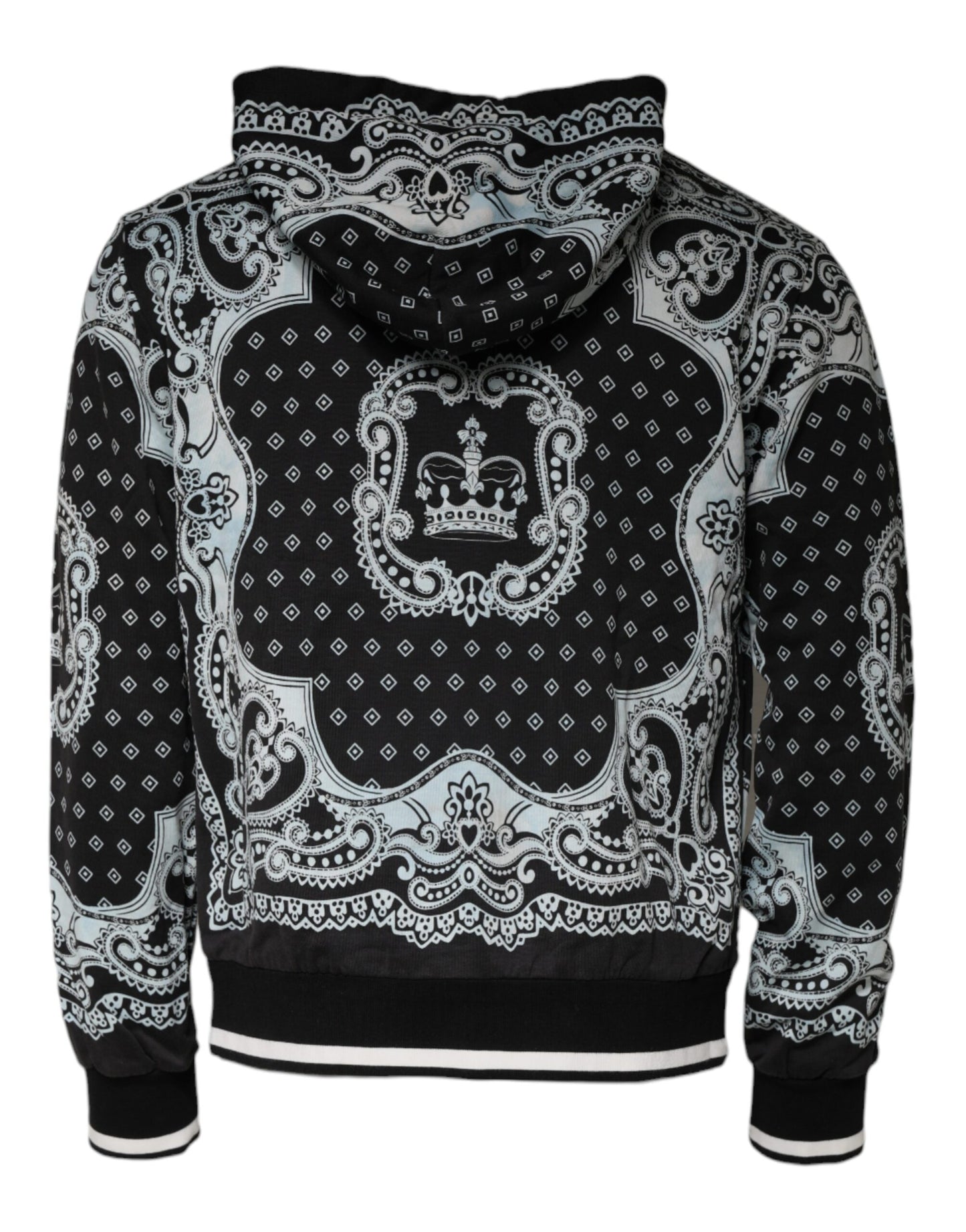 Dolce &amp; Gabbana Black White Bandana Hooded Sweatshirt Sweater