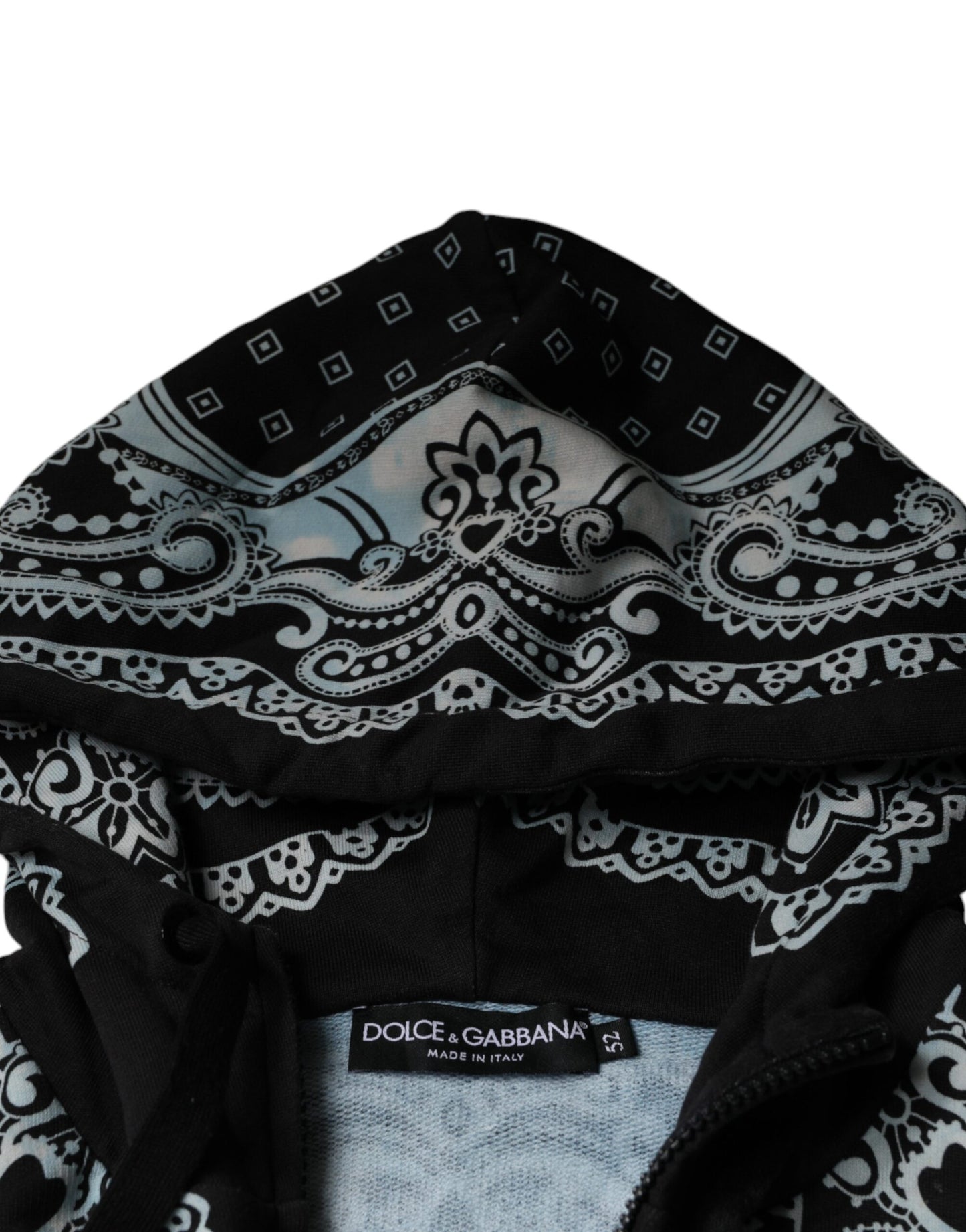 Dolce &amp; Gabbana Black White Bandana Hooded Sweatshirt Sweater