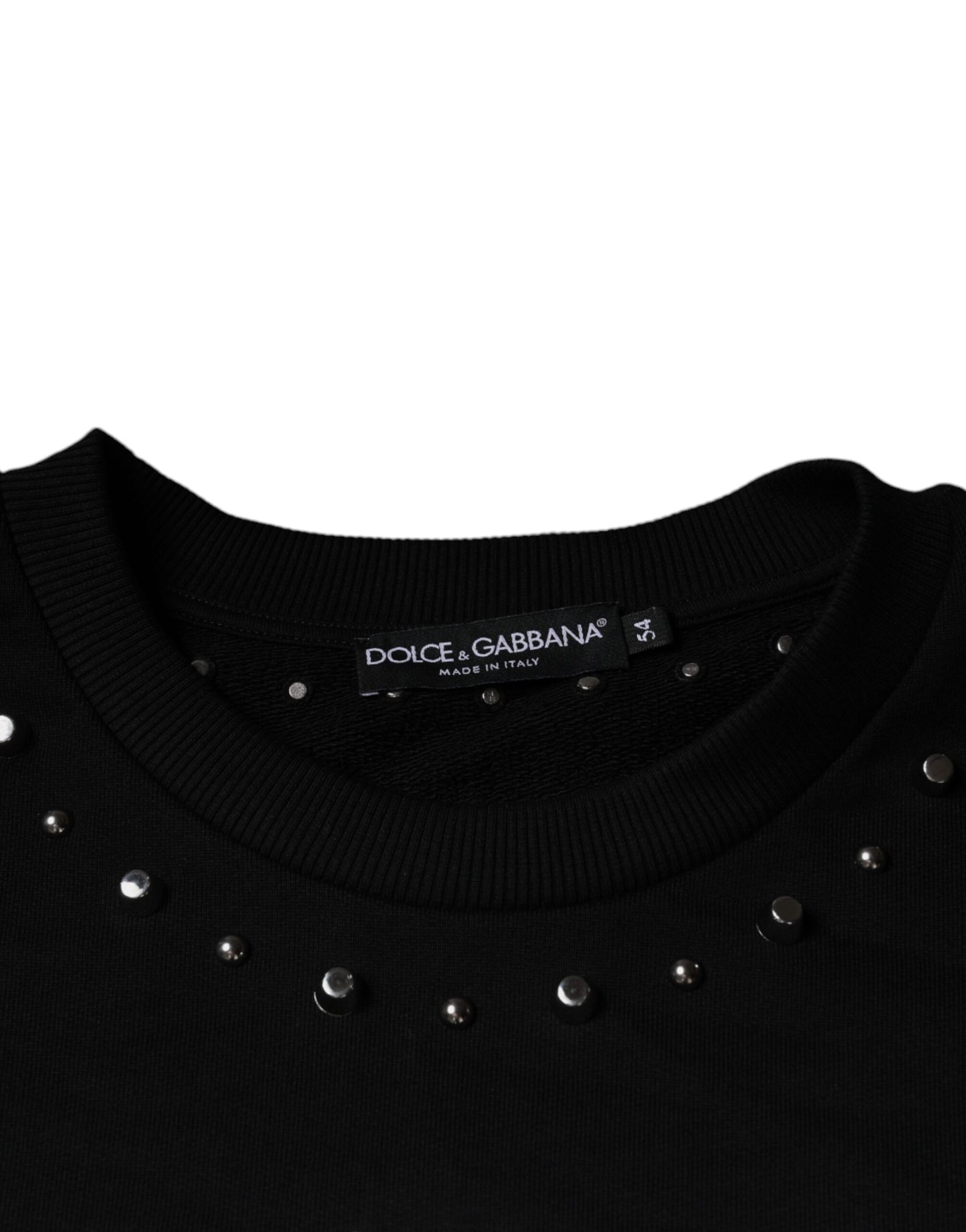 Dolce &amp; Gabbana Black Logo Stud Pullover Sweatshirt Sweater