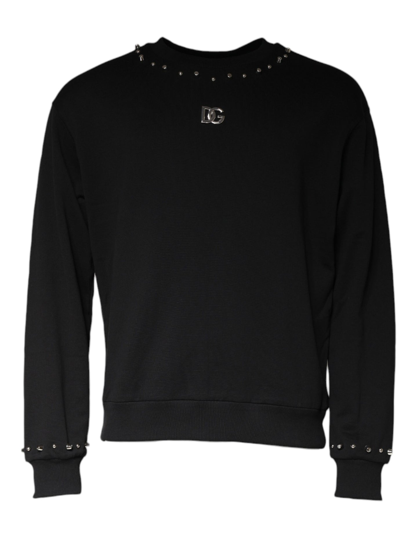 Dolce & Gabbana Schwarzer Logo-Nieten-Pullover Sweatshirt Pullover