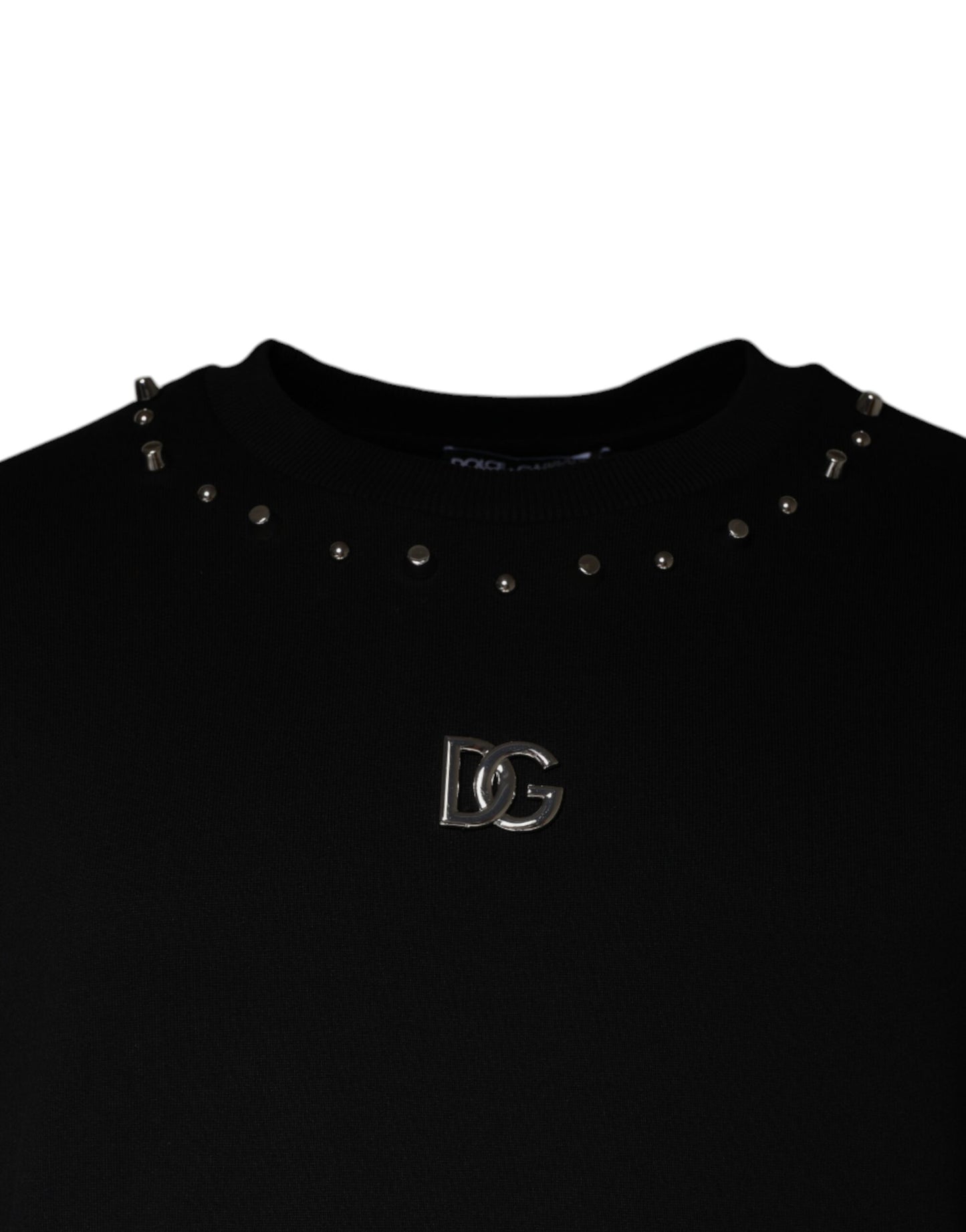 Dolce & Gabbana Schwarzer Logo-Nieten-Pullover Sweatshirt Pullover