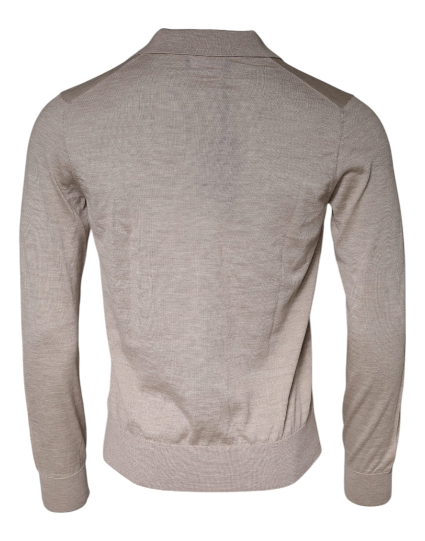 Dolce &amp; Gabbana Beige Cashmere Knit Collared Pullover Sweater