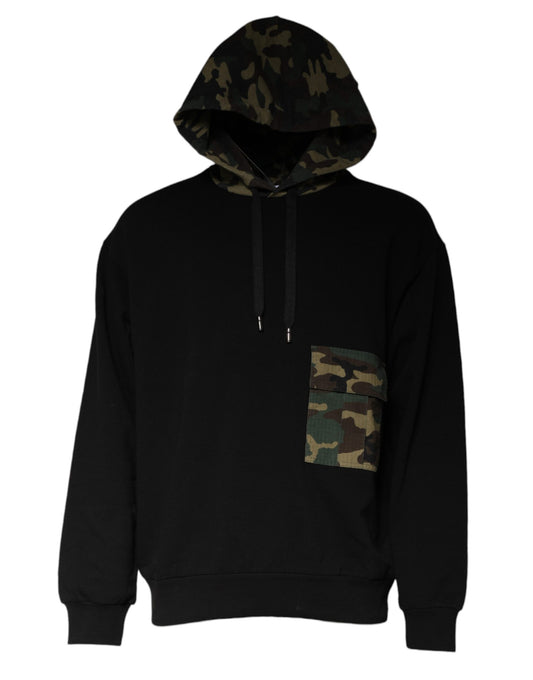 Dolce &amp; Gabbana Black Camouflage Hooded Sweatshirt Sweater