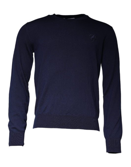 Dolce &amp; Gabbana Dark Blue Wool Crew Neck Pullover Sweater