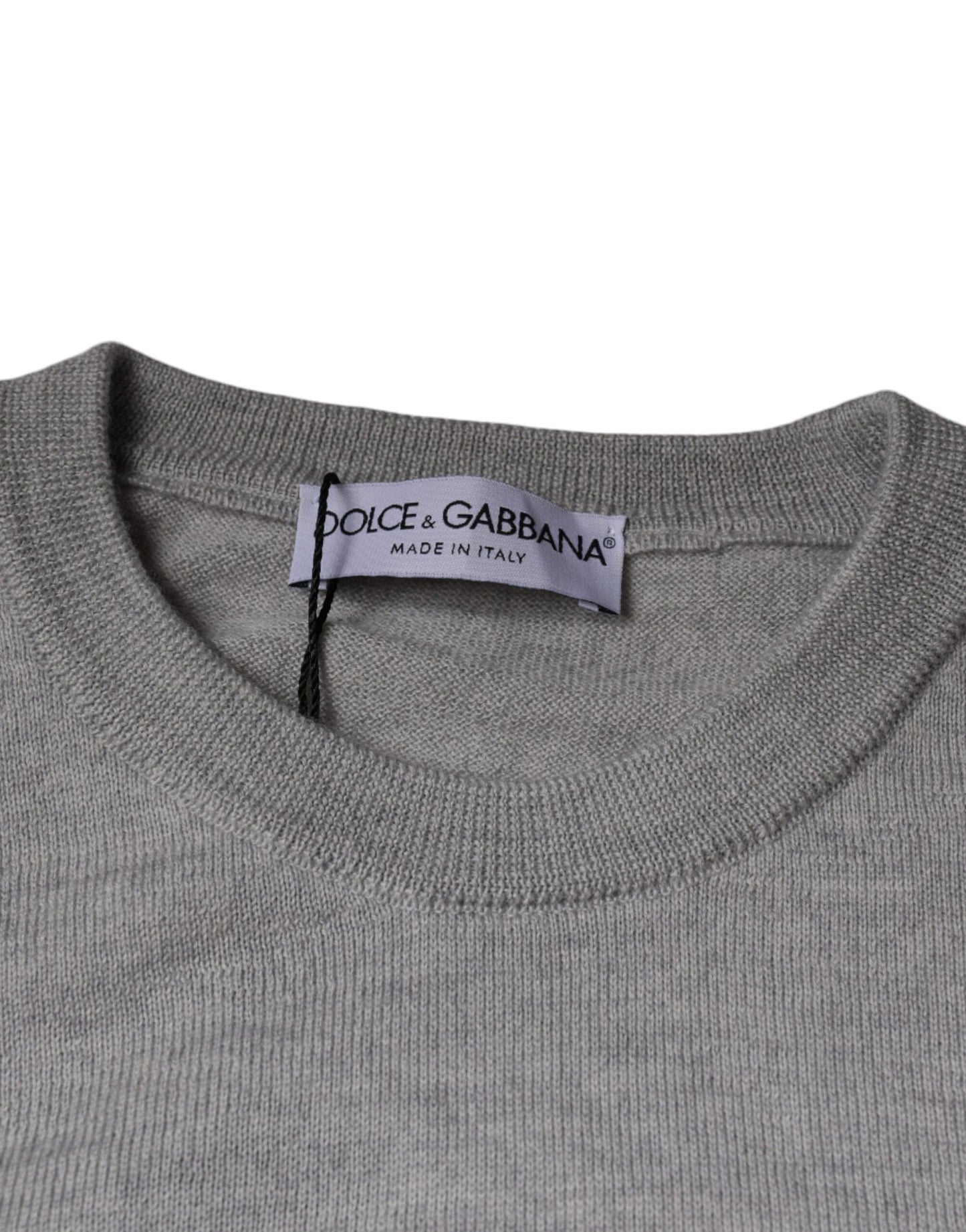 Dolce &amp; Gabbana Light Gray Wool Crew Neck Pullover Sweater