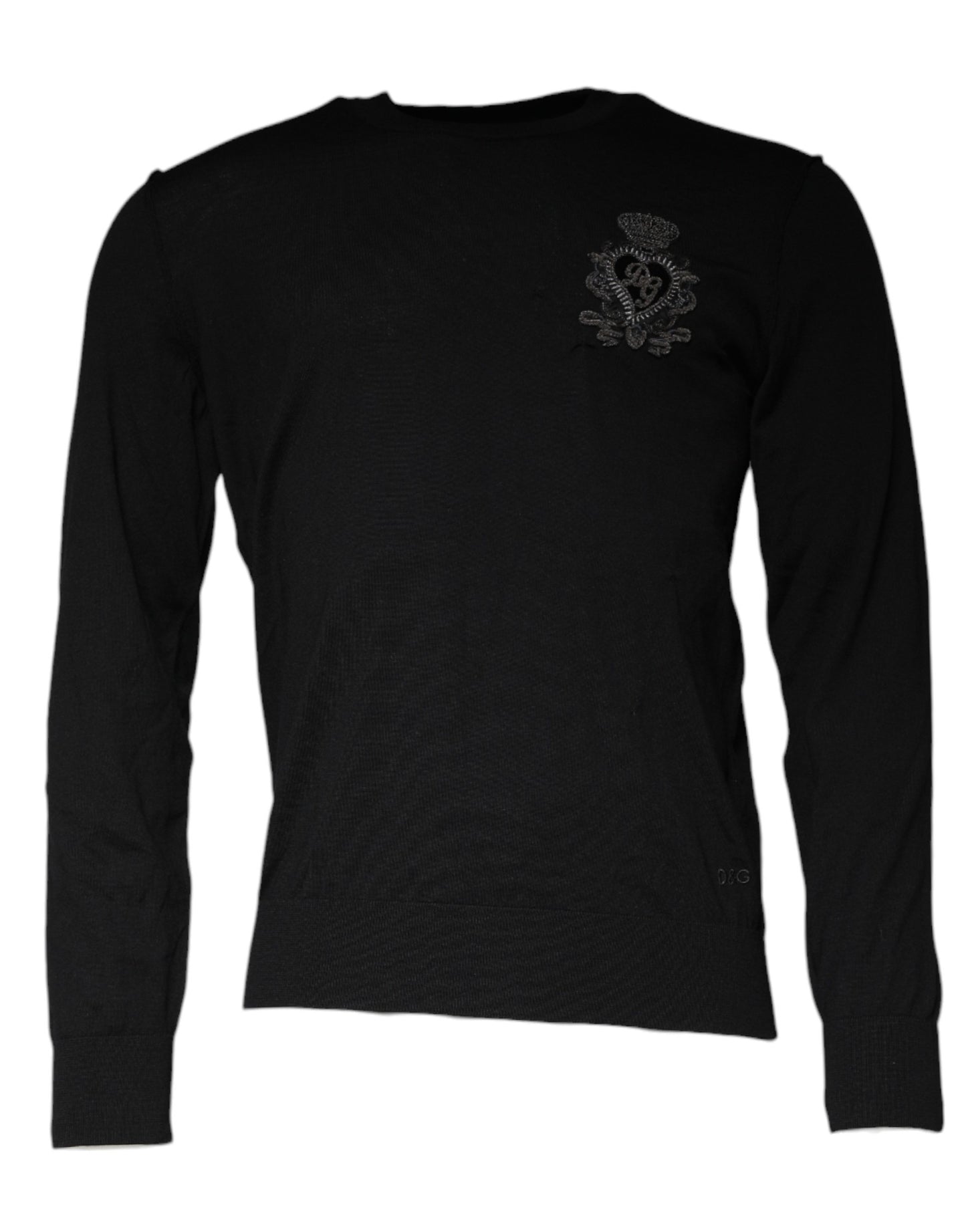 Dolce &amp; Gabbana Black Crown Heart Crew Neck Pullover Sweater