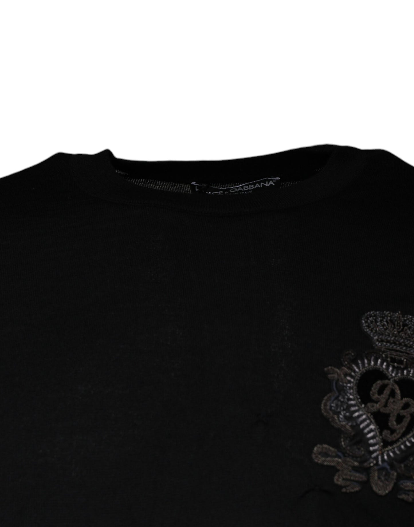 Dolce &amp; Gabbana Black Crown Heart Crew Neck Pullover Sweater