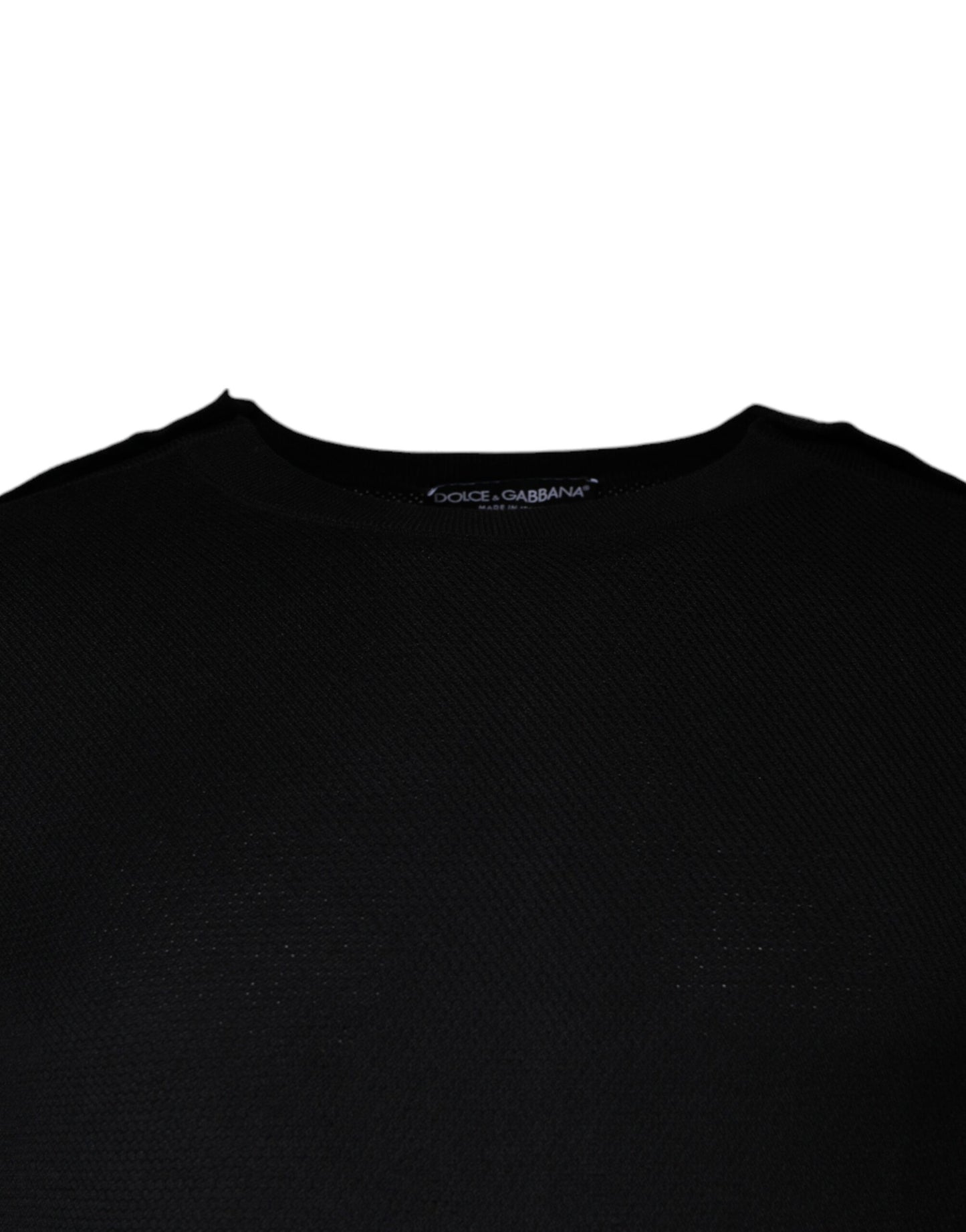 Dolce & Gabbana Schwarzer langärmeliger Pullover mit Rundhalsausschnitt