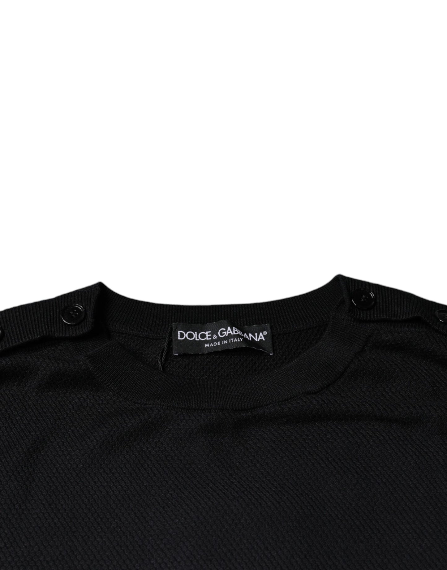 Dolce & Gabbana Schwarzer langärmeliger Pullover mit Rundhalsausschnitt