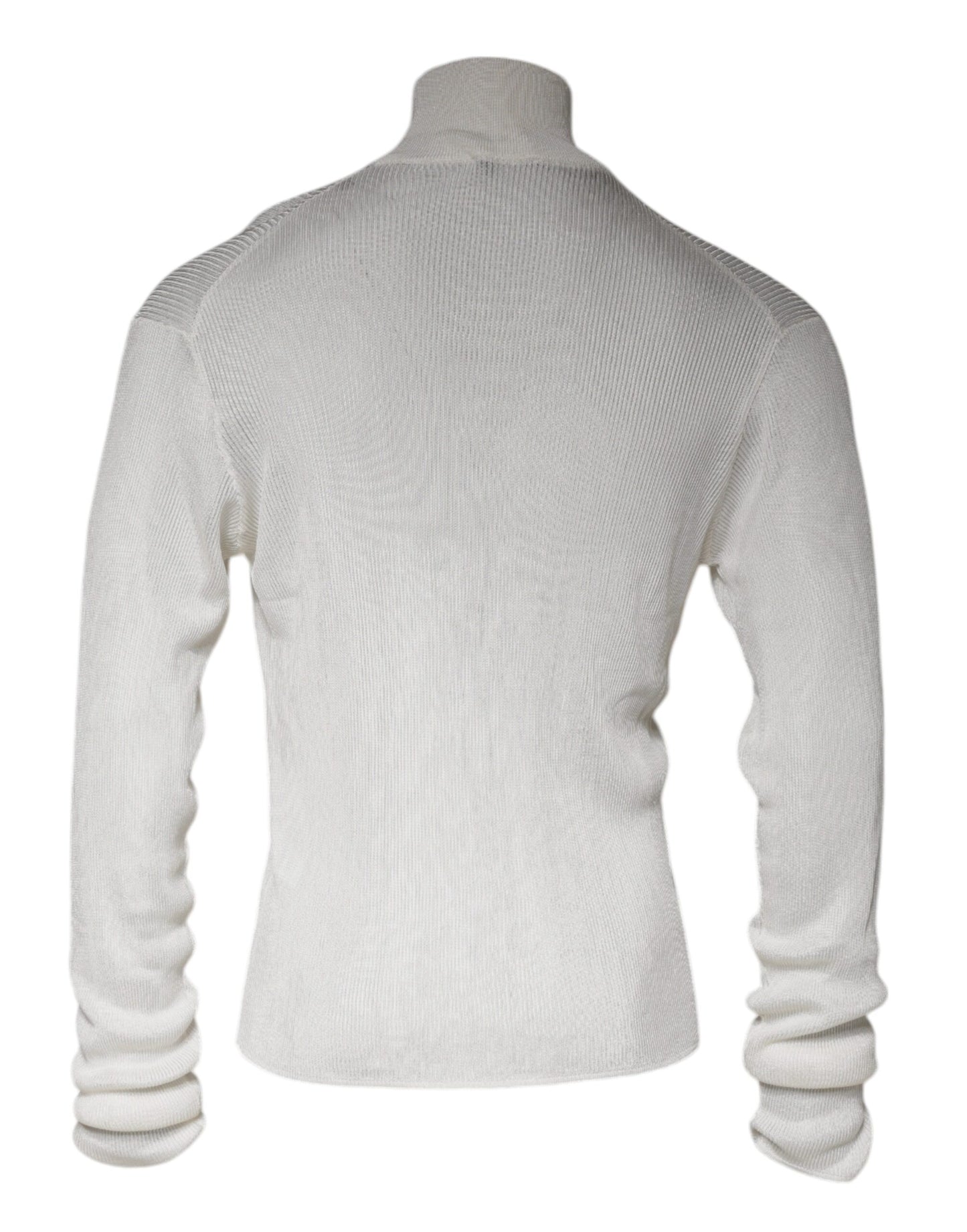 Dolce &amp; Gabbana White Long Sleeve Turtleneck Men Pullover Sweater