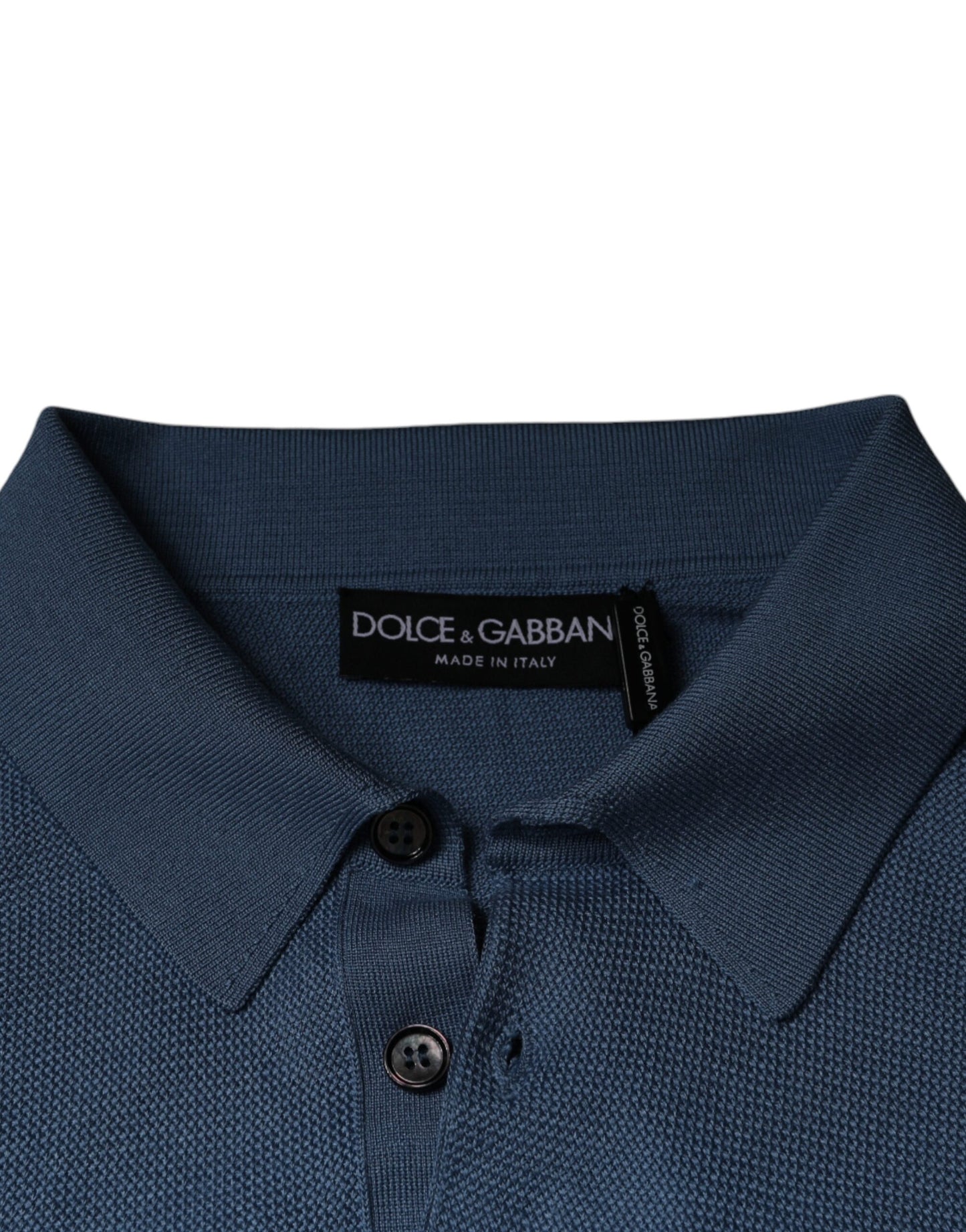 Dolce & Gabbana Himmelblauer Pullover mit Seidenkragen für Männer