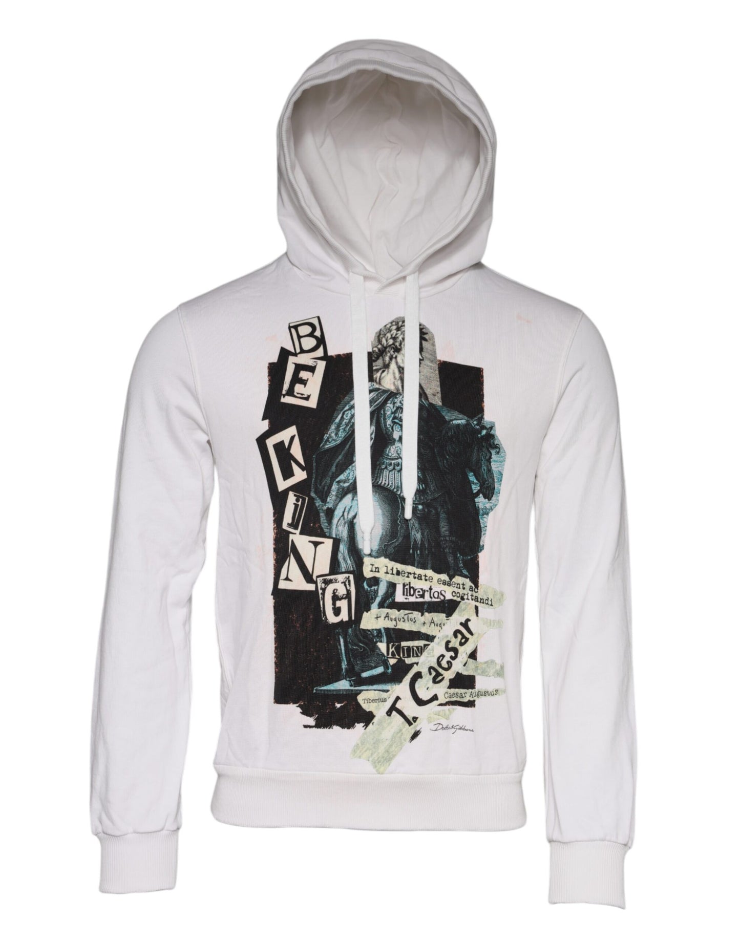 Dolce &amp; Gabbana White Caesar Cotton Hooded Pullover Sweater