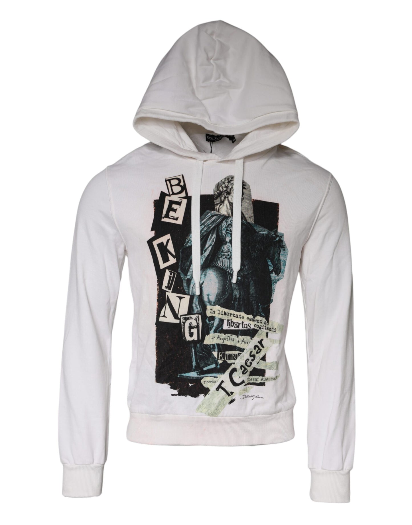 Dolce &amp; Gabbana White Caesar Cotton Hooded Pullover Sweater