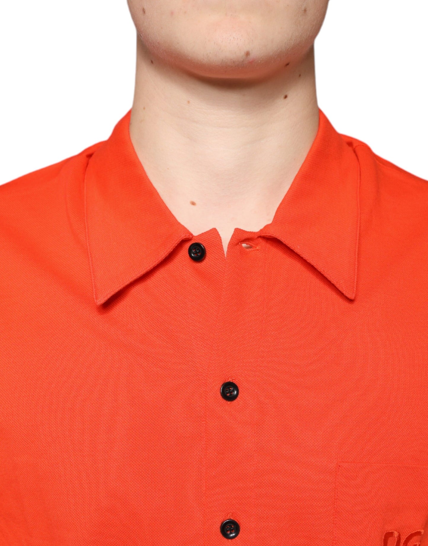 Dolce & Gabbana Orangefarbenes Baumwoll-Poloshirt mit Knopfleiste