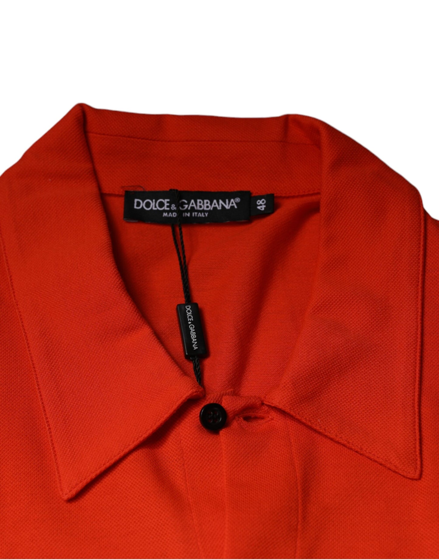 Dolce & Gabbana Orangefarbenes Baumwoll-Poloshirt mit Knopfleiste