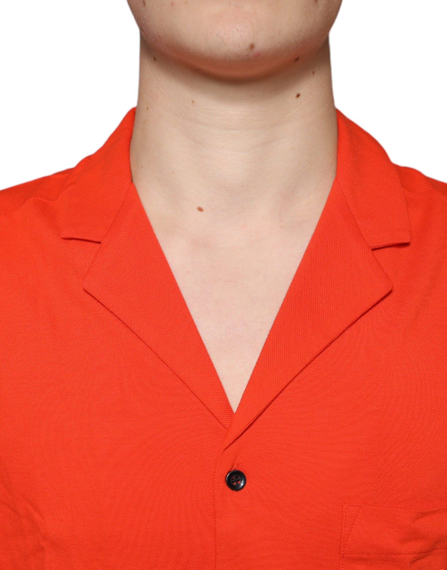 Dolce & Gabbana Orangefarbenes Baumwoll-Poloshirt mit Knopfleiste