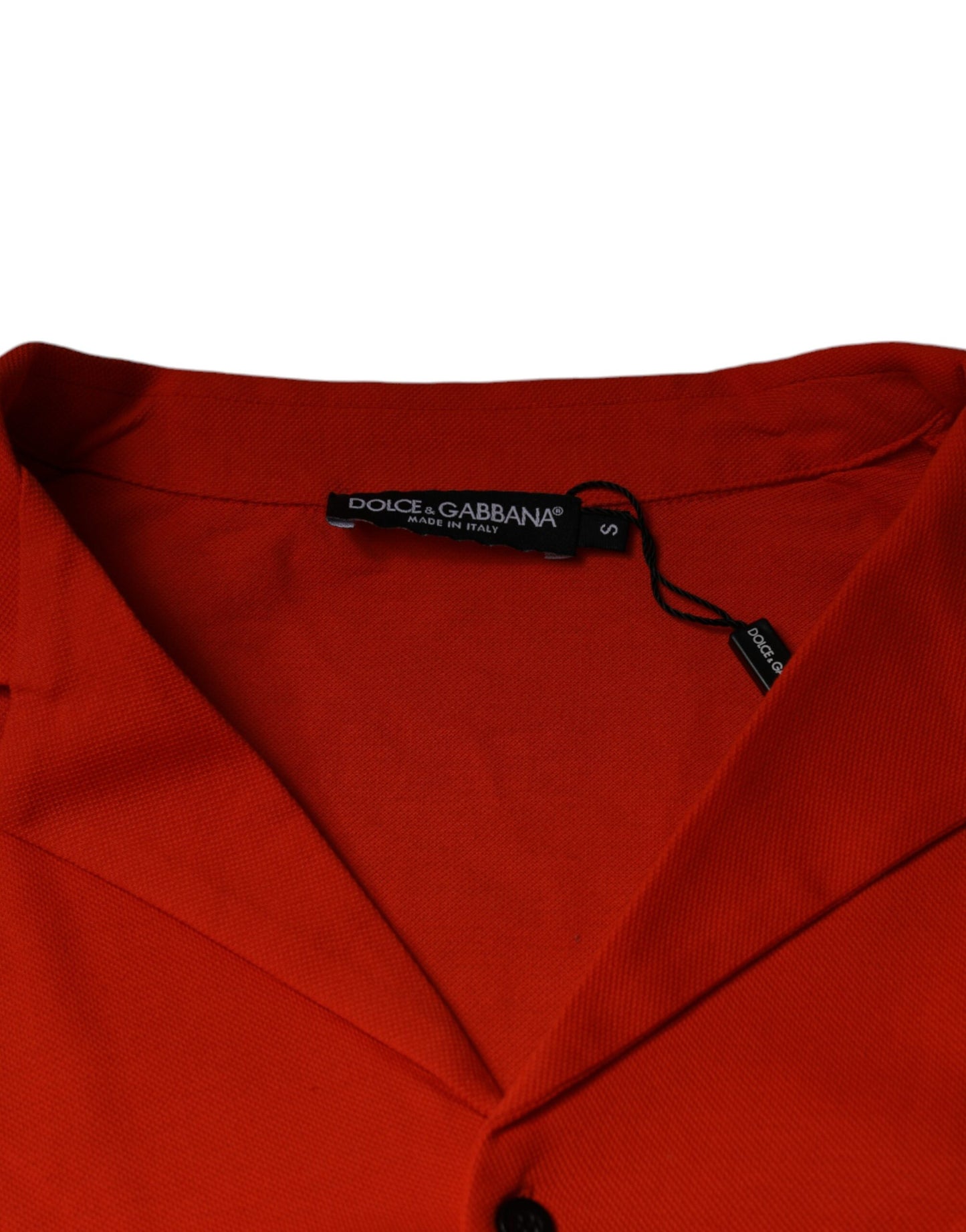 Dolce & Gabbana Orangefarbenes Baumwoll-Poloshirt mit Knopfleiste