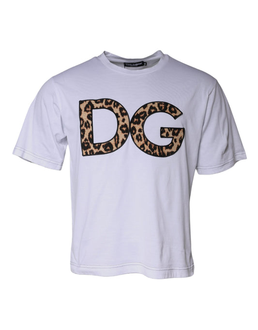 Dolce & Gabbana Weißes DG Logo Baumwoll-Short Sleeves T-Shirt