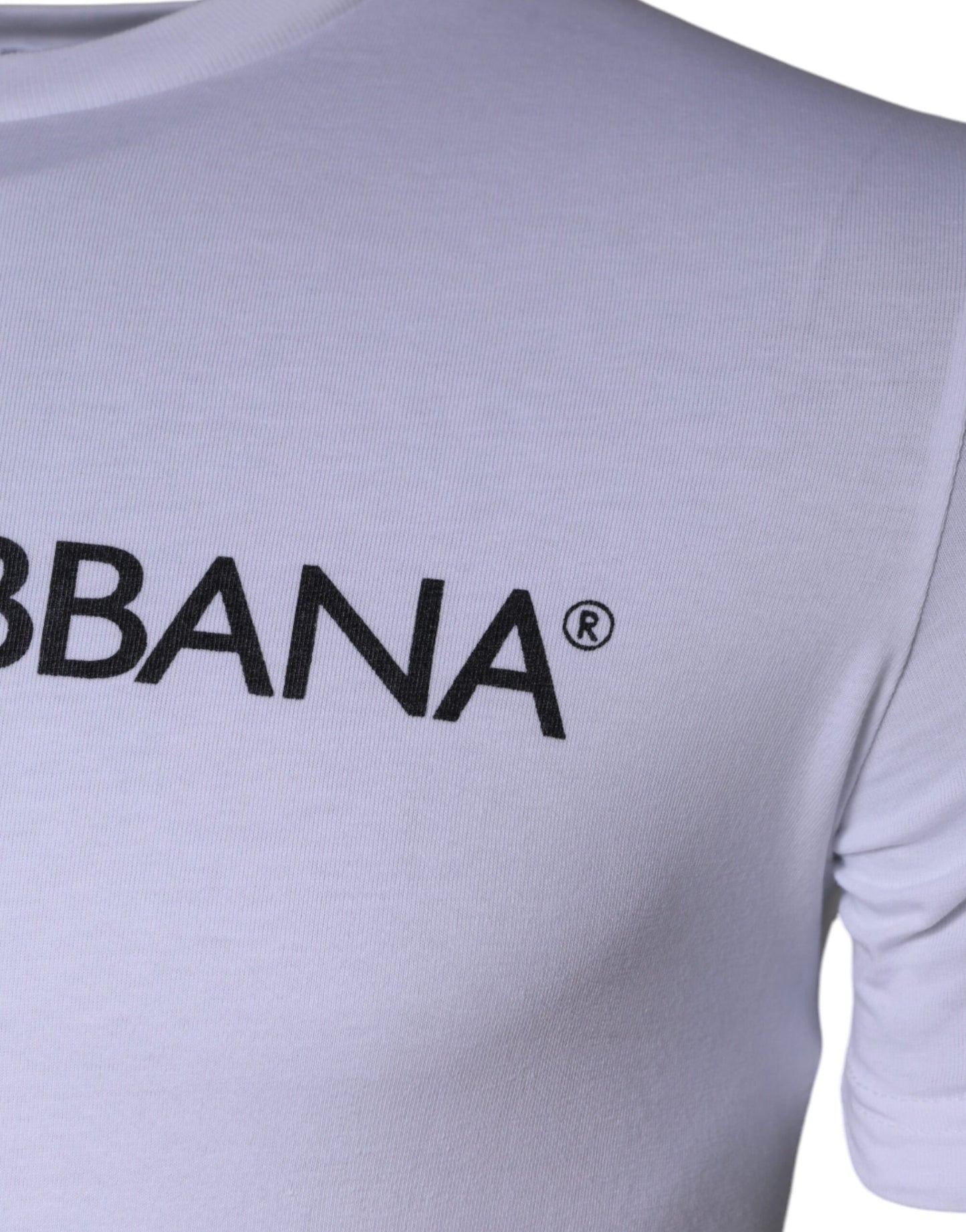 Dolce &amp; Gabbana White Logo Print Cotton Crew Neck T-shirt