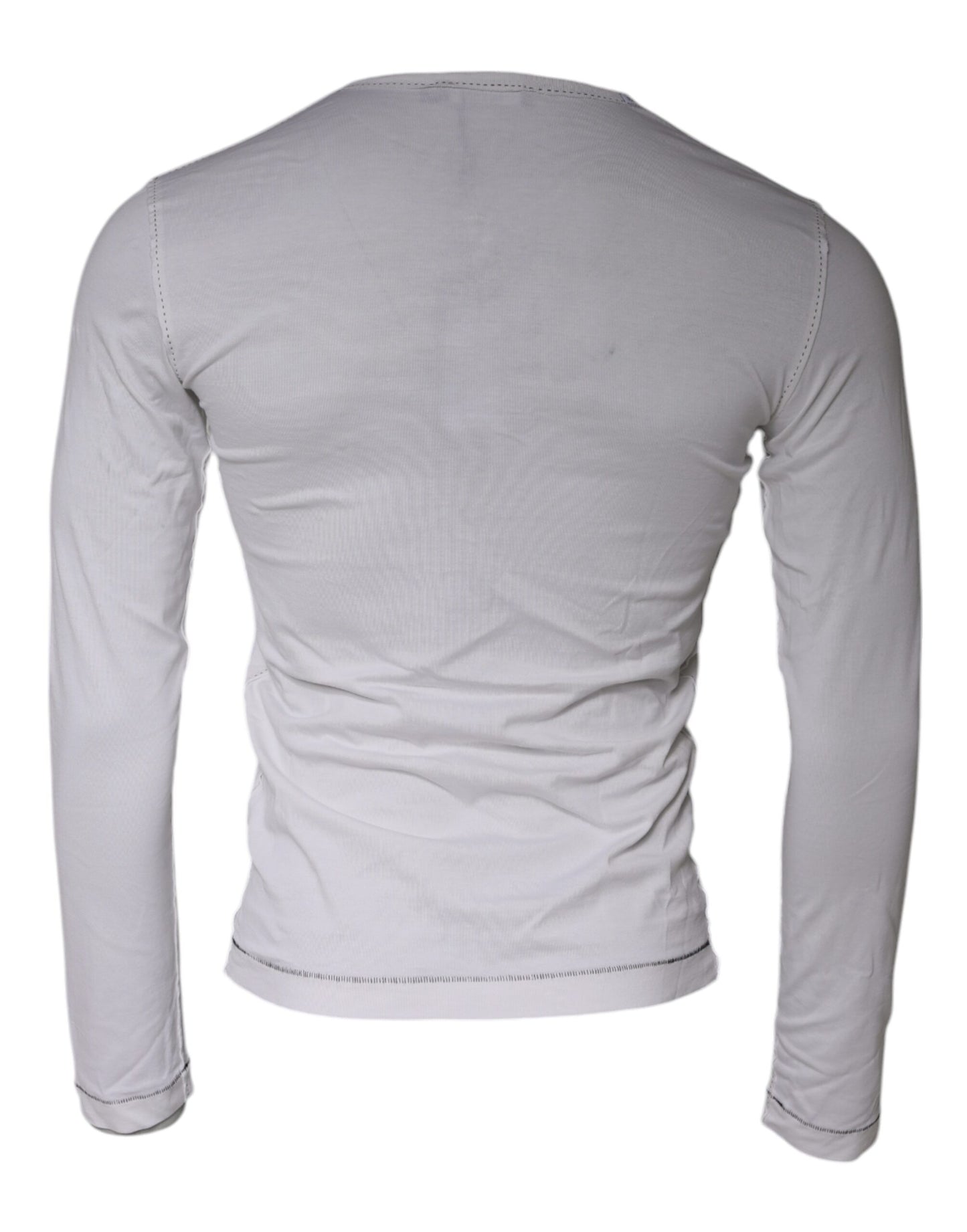 Dolce &amp; Gabbana White Cotton Buttoned Long Sleeves T-shirt