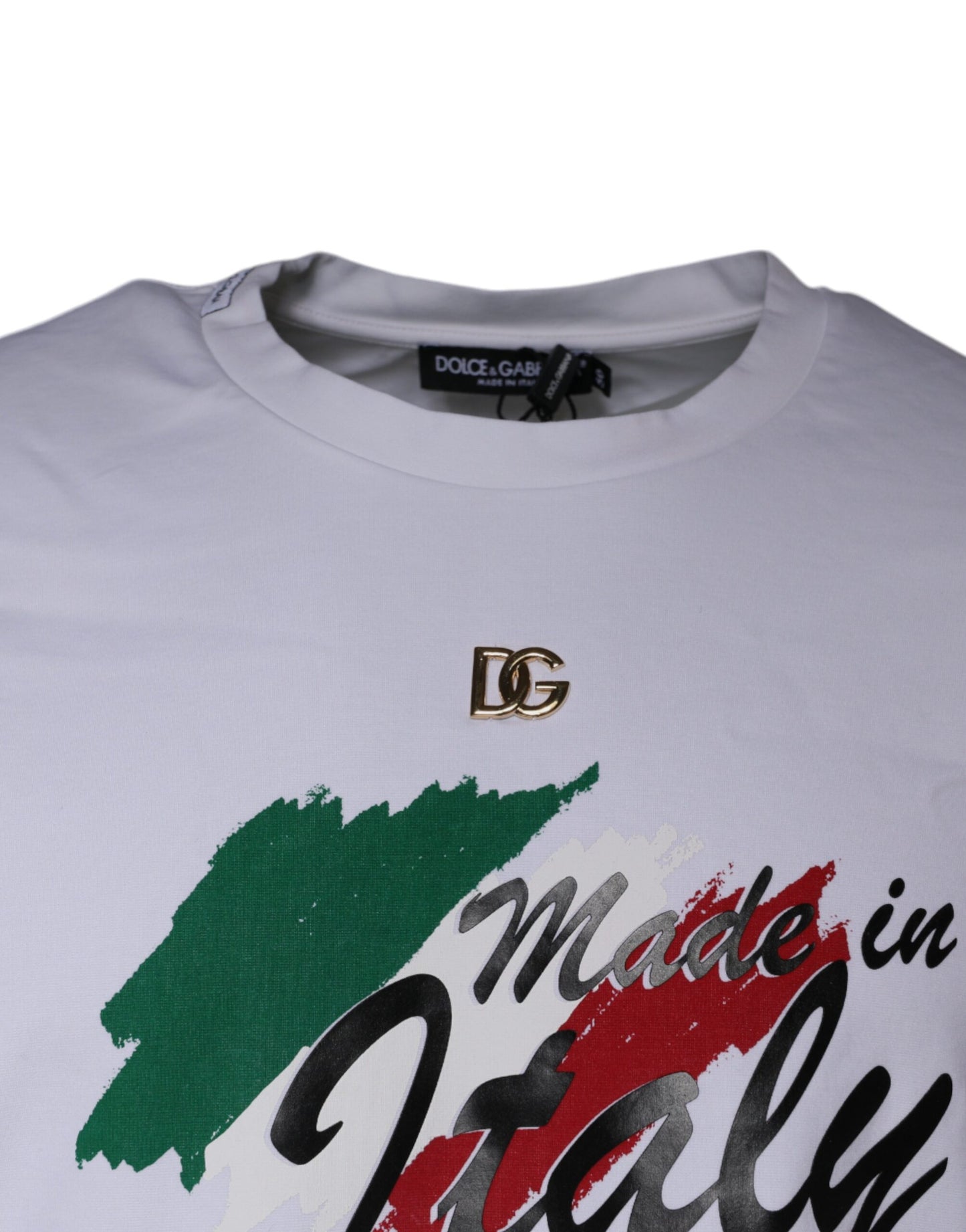 Dolce &amp; Gabbana White Graphic Print Cotton Crew Neck T-shirt