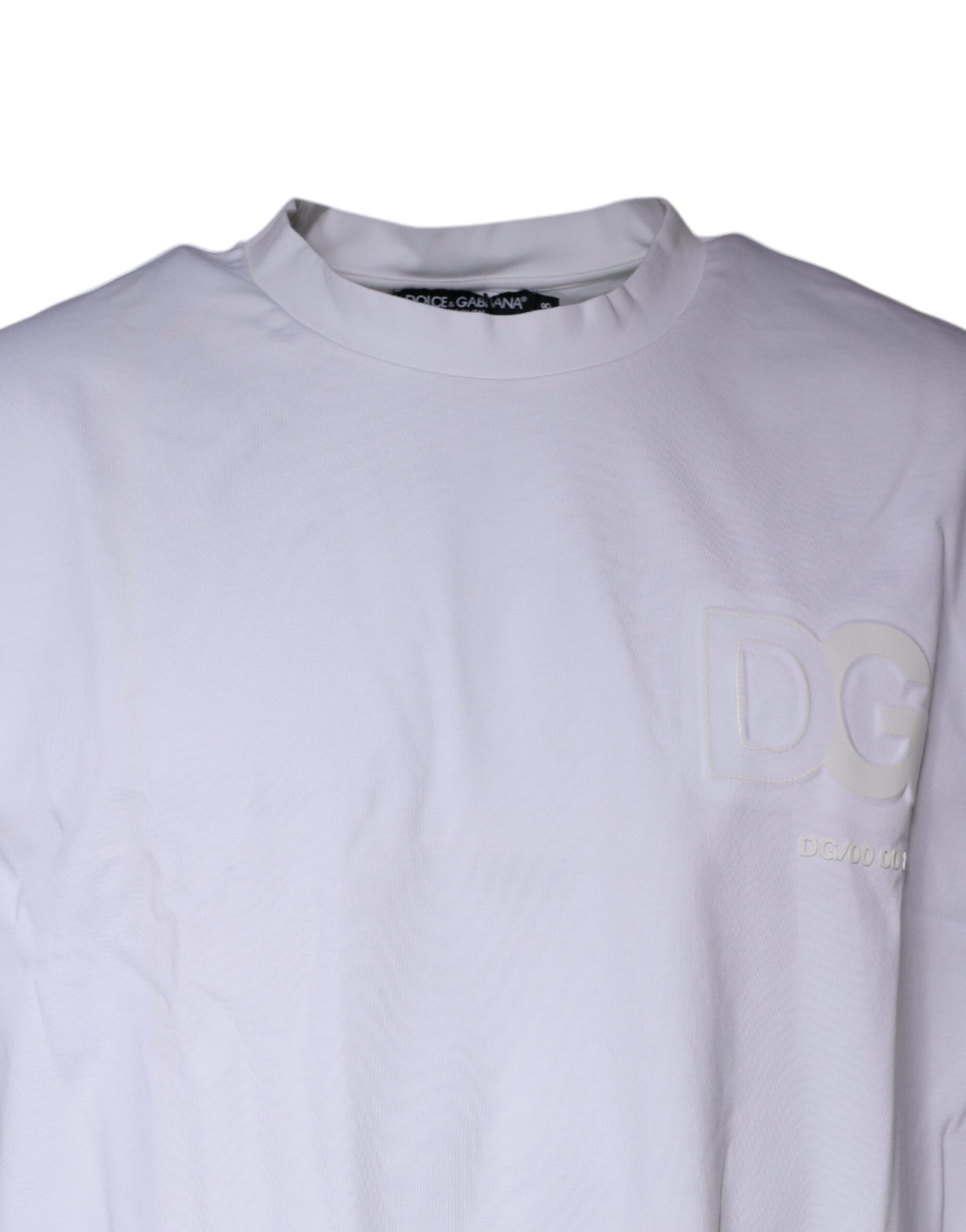 Dolce &amp; Gabbana White Embossed Logo Crew Neck T-shirt