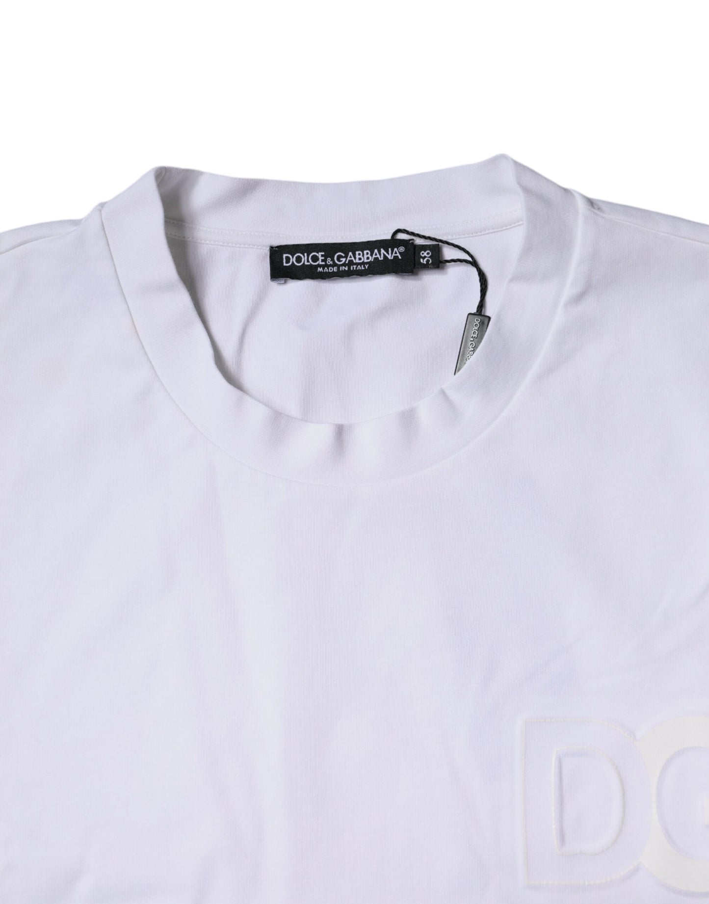 Dolce &amp; Gabbana White Embossed Logo Crew Neck T-shirt