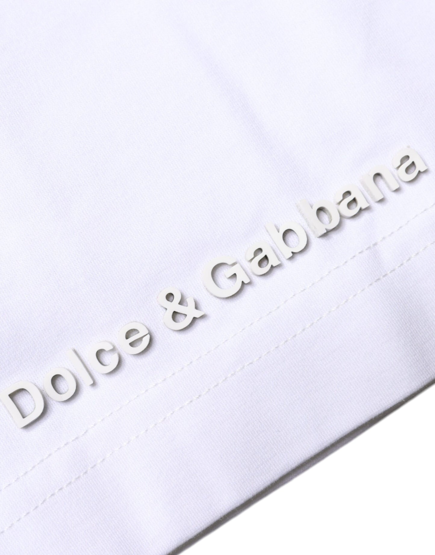 Dolce &amp; Gabbana White Embossed Logo Crew Neck T-shirt